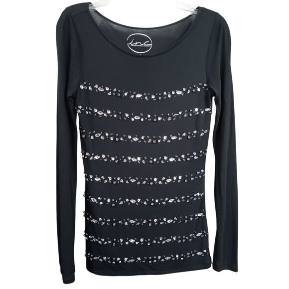 INC Beaded Bling Stretch Top Small Sparkle Lightweight Event Holiday Career Work - Picture 1 of 11